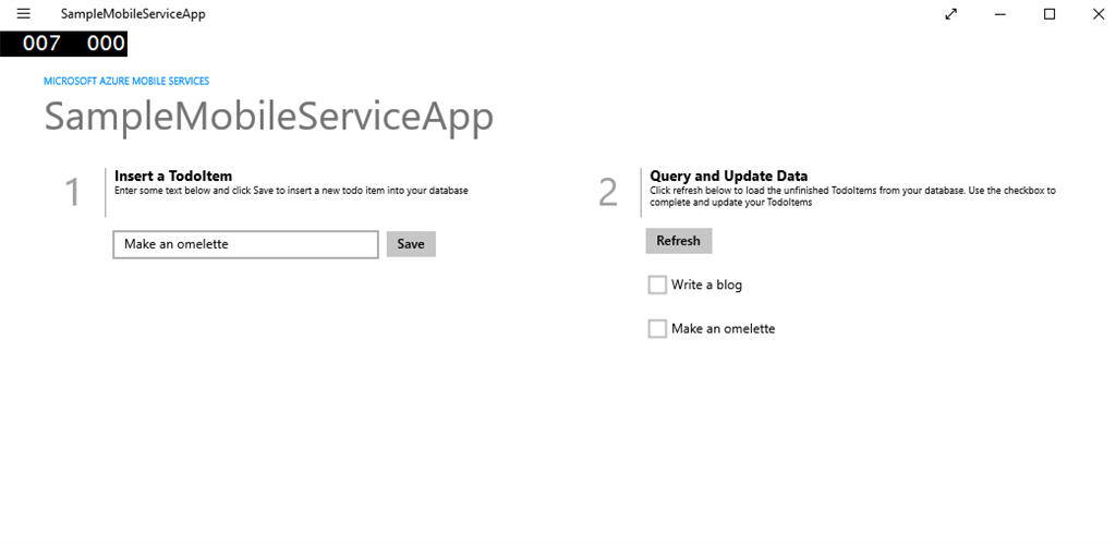 sample mobile service app